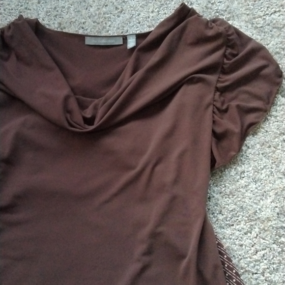 Brown skirt size 10 & Ruffle scoop neck top size L Business casual - Picture 3 of 6